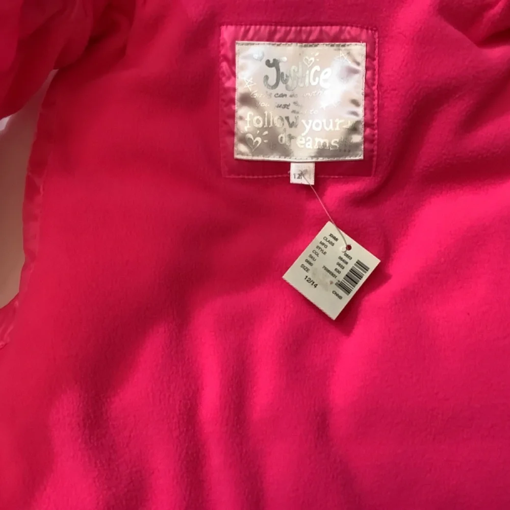 NWT‎ Justice big girls hot pink puffer vest